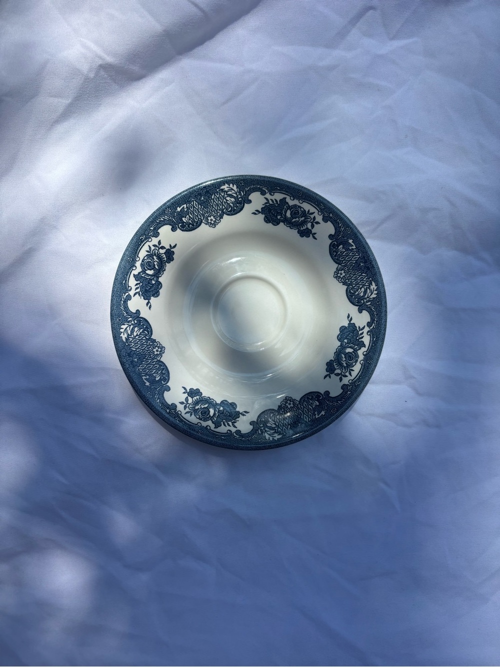 Classic Blue & White Floral Rim Ceramic Saucer